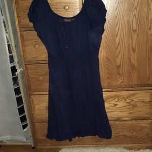 Plus Size Navy Cotton Peasant Dress
